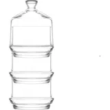 LAV Berry Stapelbare Glasdose für Süßigkeiten mit Deckel - 3 Ebenen) 23 x 9 cm