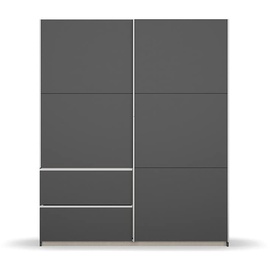 Rauch Möbel Sevilla Schrank Kleiderschrank Schwebetürenschrank, Grau metallic, Schwarz, Griffleisten alufarbig, 2-türig, inkl. 2 Kleiderstangen, 2 Einlegeböden BxHxT 175x210x59 cm