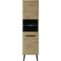 99rooms Tasania Vitrine Eiche Artisan Dekor Schwarz mit LED-Beleuchtung