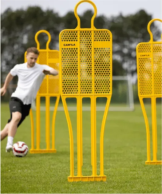 Cawila Trainingsdummy PRO 180cm Gelb | Freistoßdummy mit 4 Metallspitzen
