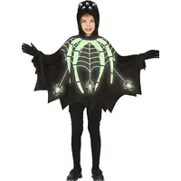 MIMIKRY Halloween Spinnen Poncho Kinder Kostüm LEUCHTEND Jungen Mädchen Cape phosphorisierend, Größe:116-5 bis 6 Jahre