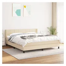 vidaXL Boxspringbett mit Matratze Creme 180x200 cm Stoff