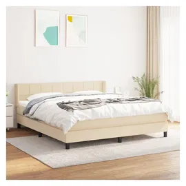 vidaXL Boxspringbett mit Matratze Creme 180x200 cm Stoff