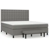 vidaXL Boxspringbett mit Matratze Dunkelgrau 180x200 cm Stoff