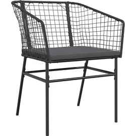 vidaXL 5-teiliges Garten-Dining-Set mit Kissen Schwarz Poly-Rattan - Schwarz