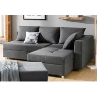 Ecksofa HOME AFFAIRE "Italia L-Form", grau (anthrazit), B:217cm H:80cm T:182cm, Struktur fein (100% Polyester), Microfaser PRIMABELLE (100% Polyester), Sofas, mit Bettfunktion, mit Federkern