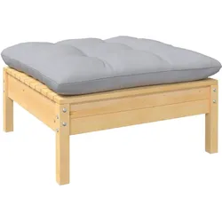 vidaXL Gartenhocker mit Grauem Kissen Massivholz Kiefer