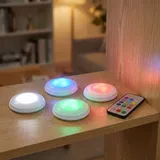 ideoon lights LED Push-Lichter 4er-Set 12 Farben weiß