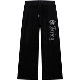 Juicy Couture Sweathose JUICY COUTURE "GOTHIC CROWN OG STRAIGHT LOW RISE PANTS. Damen", Damen, Gr. S, EURO-Größen, schwarz, Samt, 95% Polyester, 5% Elasthan, Hosen Sweathose, Trainingshose Damen, Sweathose, Velour, Jogginghose mit Glitzer, Sale