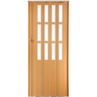 Falttür Schiebetür buche mit Schloß - Schlüssel und Fenster Höhe 203 cm Einbaubreite bis 100 cm Doppelwandprofil Neu
