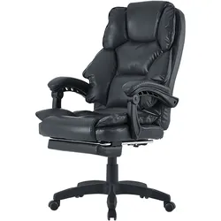 Bürostuhl mit Fußstütze und flexiblen 3-Punkt-Armlehnen ergonomischer Schreibtischstuhl im Lederoptik-Design mit einer verstellbaren Rückenlehne für gesündere Sitzhaltung