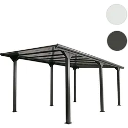 Alu-Carport HWC-O23, Auto√oberdachung Garage Unterstand, 10cm-Gestell Polycarbonat-Dach Regenrinne, 3x6m ~ anthrazit