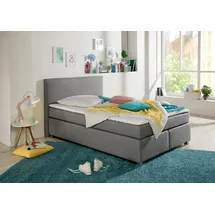 Home Affaire Boxspringbett HOME AFFAIRE "Eliana", grau, B:147cm L:210cm, Komplettbetten, Boxspringbett, inkl. Topper, in 4 Breiten, 3 Matratzenarten und 2 Härtegraden