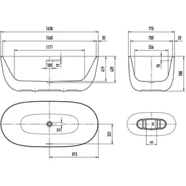 Kaldewei Oyo Duo freistehende Badewanne 163 x 77 cm (205043530001)