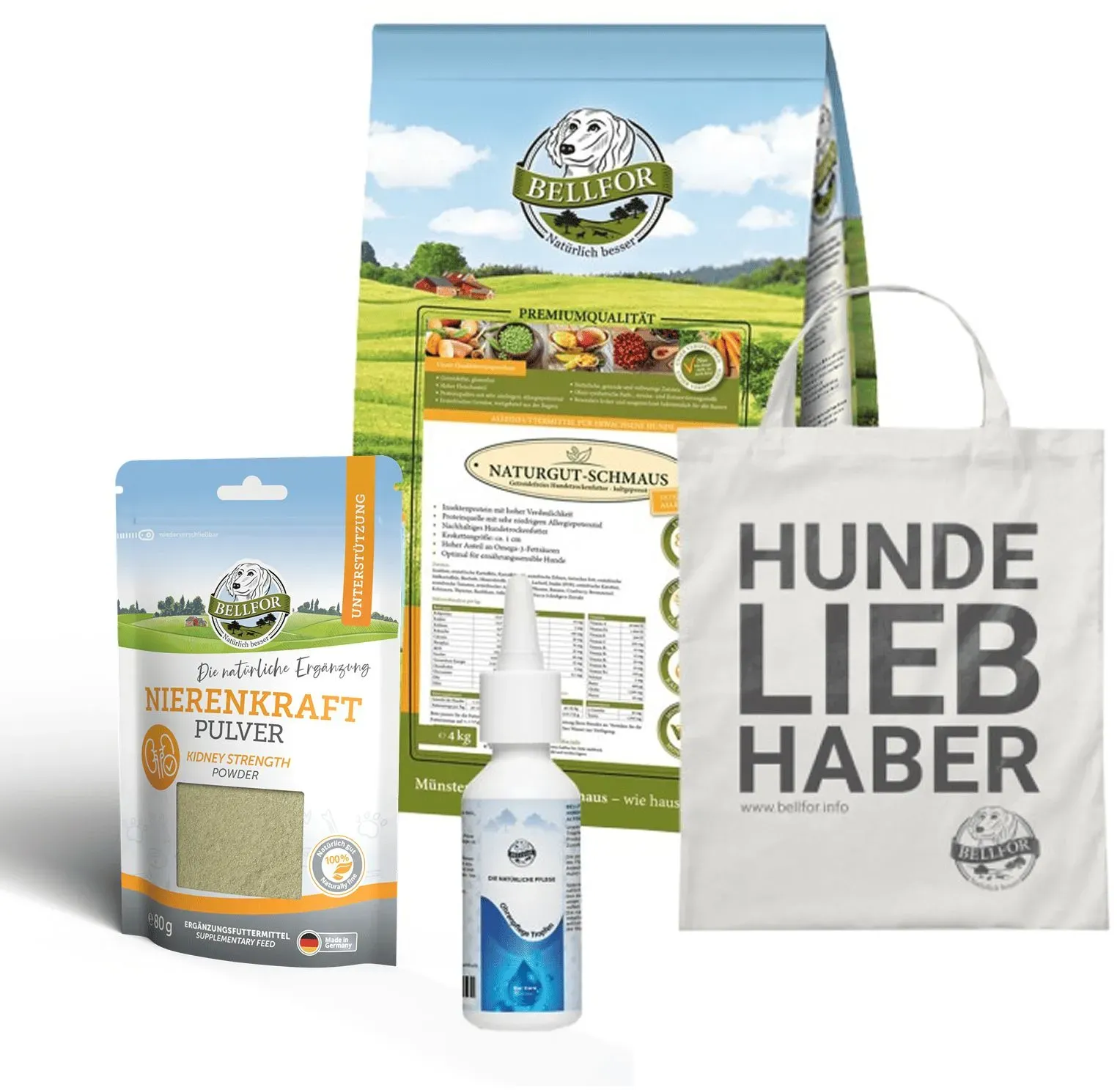 Bellfor Ohrenpflege-Sparset für große Hunderassen mit Futtermittelallergie 4,11 kg