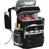 OUUTMEE Kühlrucksack, 21L Picknicktasche mit Kühlfach, Isoliert Kühltasche für Bier, Doppellagig Auslaufsicher Thermotasche, Wasserdichter Rucksack für Picknick, Strand oder Wanderungen, Schwarz