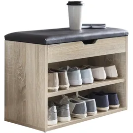 Wohnling Schuhbank 60 x 40 x 30 cm dunkelbraun Eiche Sonoma / dunkelbraun