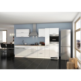 Held Möbel Küchenzeile Mailand 320 cm Weiß Hochglanz-Weiß Matt mit E-Geräten