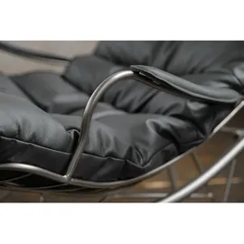 KAWOLA Relaxsessel ROWA Leder 77 x 88 x 103 cm grau mit Hocker