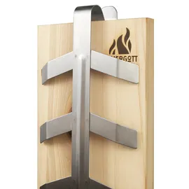 FEUERGOTT Flammlachsbrett 2er-Set Zedernholz Edelstahl beige