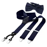 DonDon Hosenträger 3,5 cm breit (2er Set, 2-St., Hosenträger mit farblich passender Fliege) 2er Set, Hosenträger Y-Form, farblich passende Fliege blau