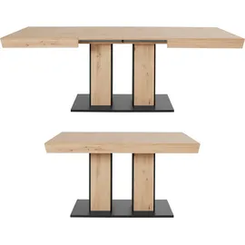 Hela Säulentisch Esstisch AGNES T Eiche, Synchronauszug 140-180-220cm