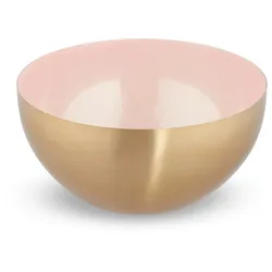 Relaxdays Salatschüssel, Edelstahl, Ø 25cm, runde Metallschüssel zum Backen & Servieren, Küchenschüssel 3,5 l, rosa/gold