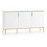 Feldmann-Wohnen Sideboard, Weiß, Gold, Holz, 3 Fächer, Rechteckig, 170x88x40 cm, Wohnzimmer, Kommoden & Sideboards, Sideboards