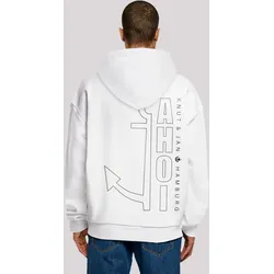 Kapuzenpullover F4NT4STIC "Ahoi Anker Outlines Knut & Jan Hamburg", Herren, Gr. XXL, weiß, Obermaterial: 100% Baumwolle, casual, oversize, Langarm, Pullover, Print
