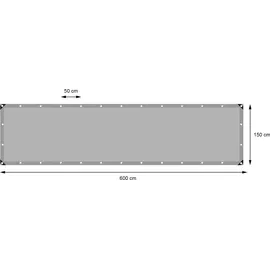 ECD Germany Abdeckplane Gewebeplane mit Ösen 1,5x6m 9m2 260g/m2 aus Polyethylen Schimmelresistent Wasserdicht - Grau