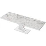 designimpex Esstisch HEN-111 Marmoroptik Marmor - Weiß Hochglanz ausziehbar 160 bis 256 cm weiß