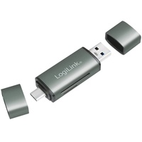 Logilink USB 3.2 (Gen1) Kartenleser für SD- und microSD-Karten im Aluminiumgehäuse, für Speicherkarten bis 2 TB, Anschluss über USB-A oder USB-C