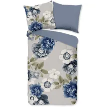 Muller Textil Gabin Blumen Blau 135 x 200 cm + 2 x 80 x 80 cm