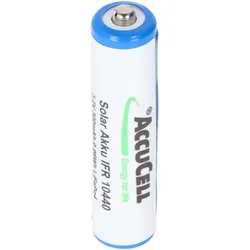 AccuCell 3,2 Volt Solar Akku Lithium IFR 10440 300mAh LiFePo4 Akku, 3,2 Volt Akku AAA Solar mit Kopf ungeschützt 44,1 x 10,1mm
