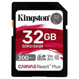 Kingston Canvas React Plus 32GB SDHC Speicherkarte UHS-II 300R/260W U3 V90 for Full HD/4K/8K - SDR2/32GB