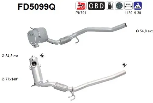 AS Ruß-/Partikelfilter, Abgasanlage fd5099q für VW