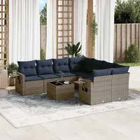 vidaXL Gartensofa-Set 9-tlg. grau