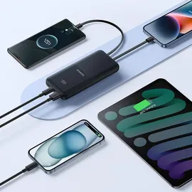 Baseus Powerbank 10000mAh 22.5W Mit Display, Usb-c-kabel, Iphone Lightning-anschluss – Schwarz