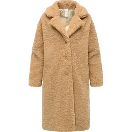 Ragwear Damen, eleganter Teddy-Fleecemantel warme lange Übergangsjacke Tedyco YOUMODO Camel Gr. XXL - XXL