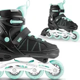 Movino Cruzer One Inliner Kinder Größenverstellbar - Inline Skates Rollschuhe für Mädchen und Jungen - ABEC-7 Lager - 82A PU-Rollen - Alu-Schiene - Größe L (38-41)