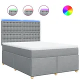 vidaXL Boxspringbett mit Matratze Hellgrau 160x200 cm Stoff