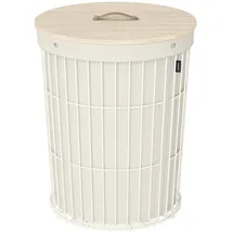 Songmics Wäschekorb mit Deckel, runder Wäschekorb, 95 L, vielseitig, abnehmbarer Wäschesack, große Kapazität, für Waschküche, Schlafzimmer, Wohnzimmer, cremeweiß