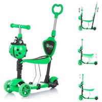Chipolino Kinderroller 3 in 1 Kiddy Evo Schiebestange Vorderräder mit LED grün