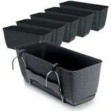 Spetebo Balkon Blumenkasten 40 x 14 cm Anthrazit Komplettset