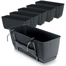 Spetebo Balkon Blumenkasten 40 x 14 cm Anthrazit Komplettset
