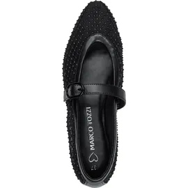 Marco Tozzi Damen Ballerinas weiches Feel Me Fußbett weiches Innenfutter Vegan Strap, schwarz (Black Comb), 41 EU