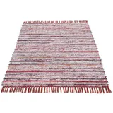 carpetfine »Kelim Chindi, Wendeteppich«, rechteckig, 6 mm Höhe, handgewebt, Fleckerlteppich mit Fransen, auch vielen in Läufergrößen rot 160x230 cm | aus Baumwolle für Wohnzimmermit