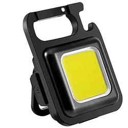 Tragbare Mini-Taschenlampe, USB wiederaufladbar, LED-Arbeitsleuchte, Schlüsselanhänger-Lichtlampe mit Flaschenöffner für schwarz