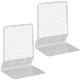 Relaxdays Buchstütze Metall 13,5x10,5 cm Weiß 2 St.