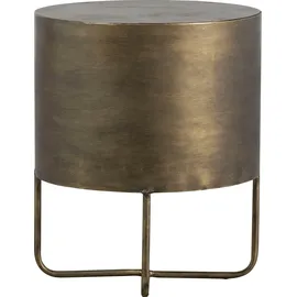 Woood Nachttisch Glossy Rund Metall modern elegant, gold Messing, kompakt mit 2 Schubladen
